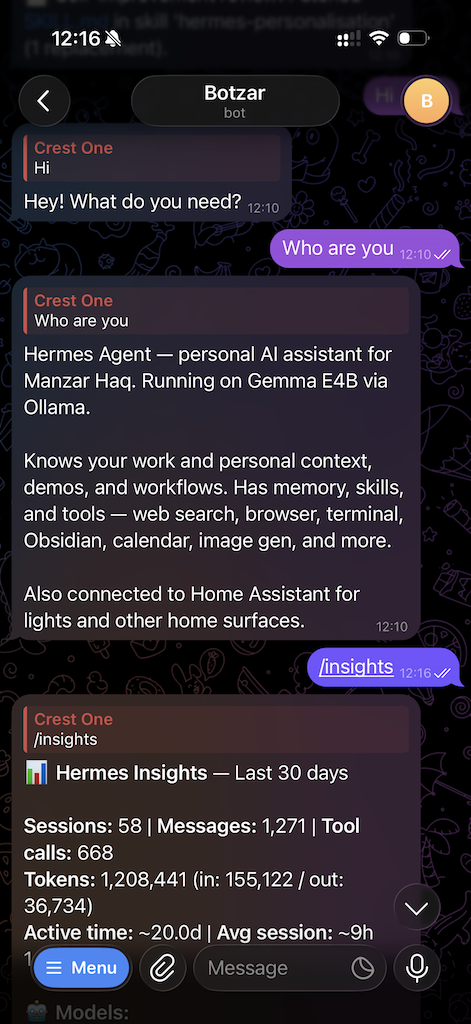 Hermes Agent accessible from anywhere via Telegram