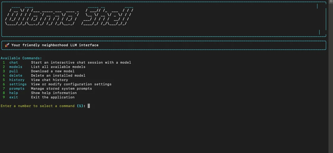 Ollama shell — a terminal interface for local models